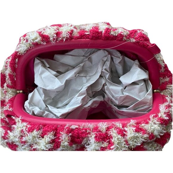 NWT Anthropologie Frankie Mini Tweed Pink Houndstooth Clutch Pouch Pink W Strap - Picture 6 of 8